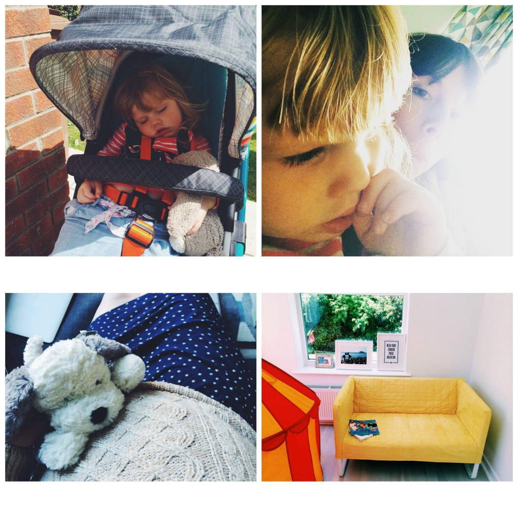 9. Post-Nursery nap (Wednesday) // 10. Cuddles (Wednesday) // 11. Peppercorn's JellyCat dog (Wednesday) // 12. Our family room is taking shape (Thursday)