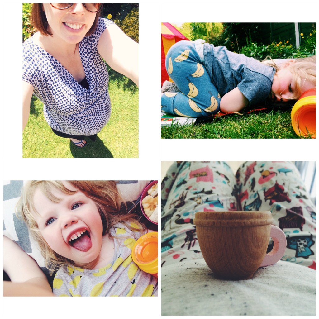 13. Hurrah for flip-flop weather! (Thursday) // 14. Snoozing in the garden (Thursday) // 15. Picnic time (Friday) // 16. "Mummy! I made you a cup of tea!" (Saturday)